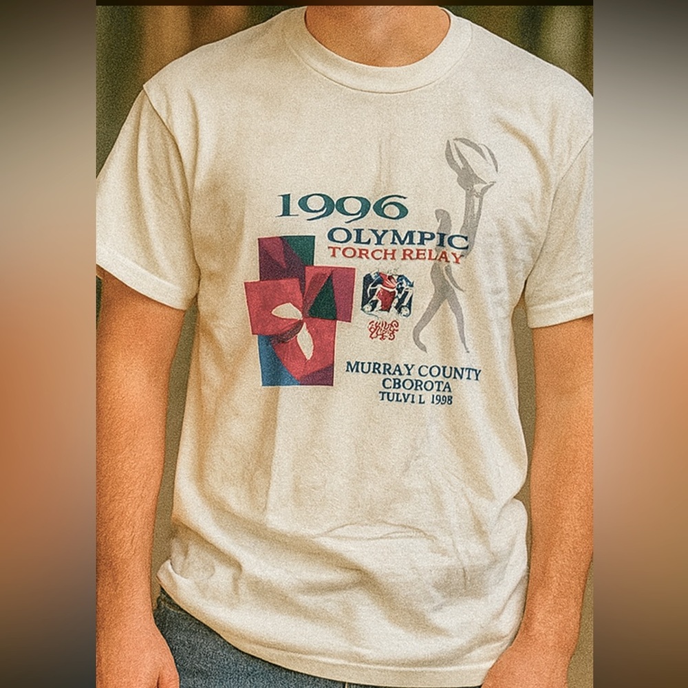 Vintage 1996 Olympic Torch Relay T-Shirt Hanes Beefy-T Murray Georgia Size L